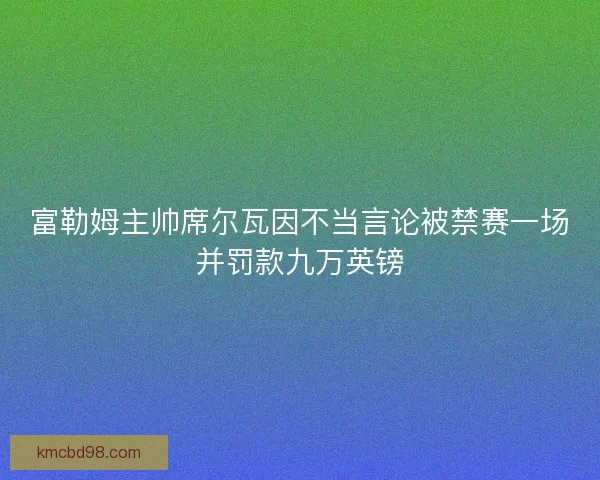 富勒姆主帅席尔瓦因不当言论被禁赛一场并罚款九万英镑